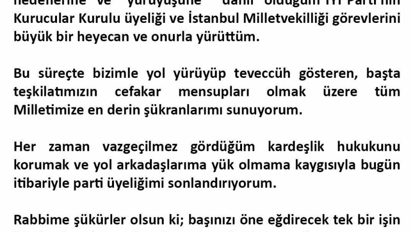 İYİ Parti Kurucular Kurulu Üyesi Ümit Beyaz partisinden istifa etti