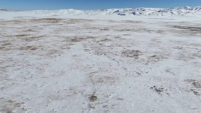 Bitlis’ye etkili olan soğuk havadan dolayı Cil Gölü’nün yüzeyi dondu