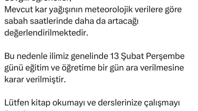 Elazığ’da eğitime 1 gün ara verildi