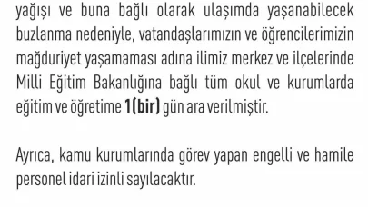 Elazığ’ın ilçelerinde de eğitime bir gün ara verildi