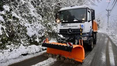 Giresun Belediyesi ekipleri, kar yağışının ardından sahadaydı