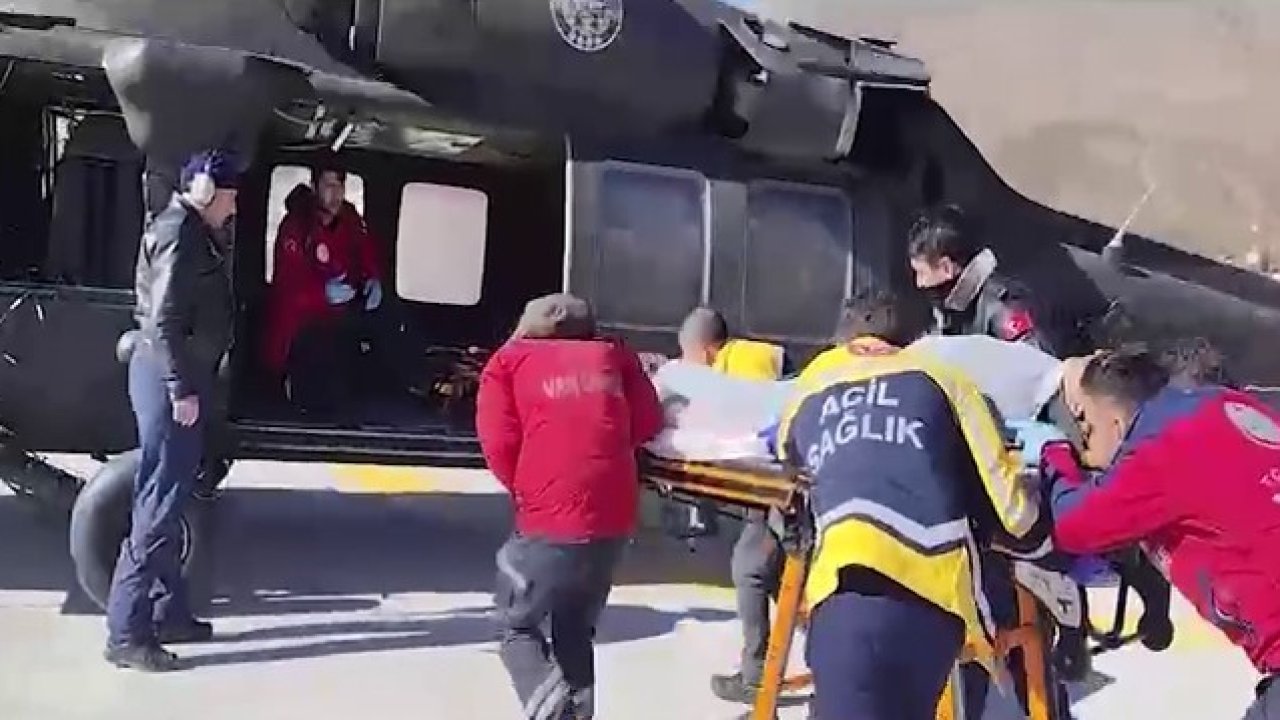 Kalp krizi geçiren hasta için sikorski helikopter havalandı