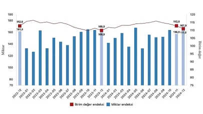 Tüik: İhracat birim değer endeksi %1,0 arttı