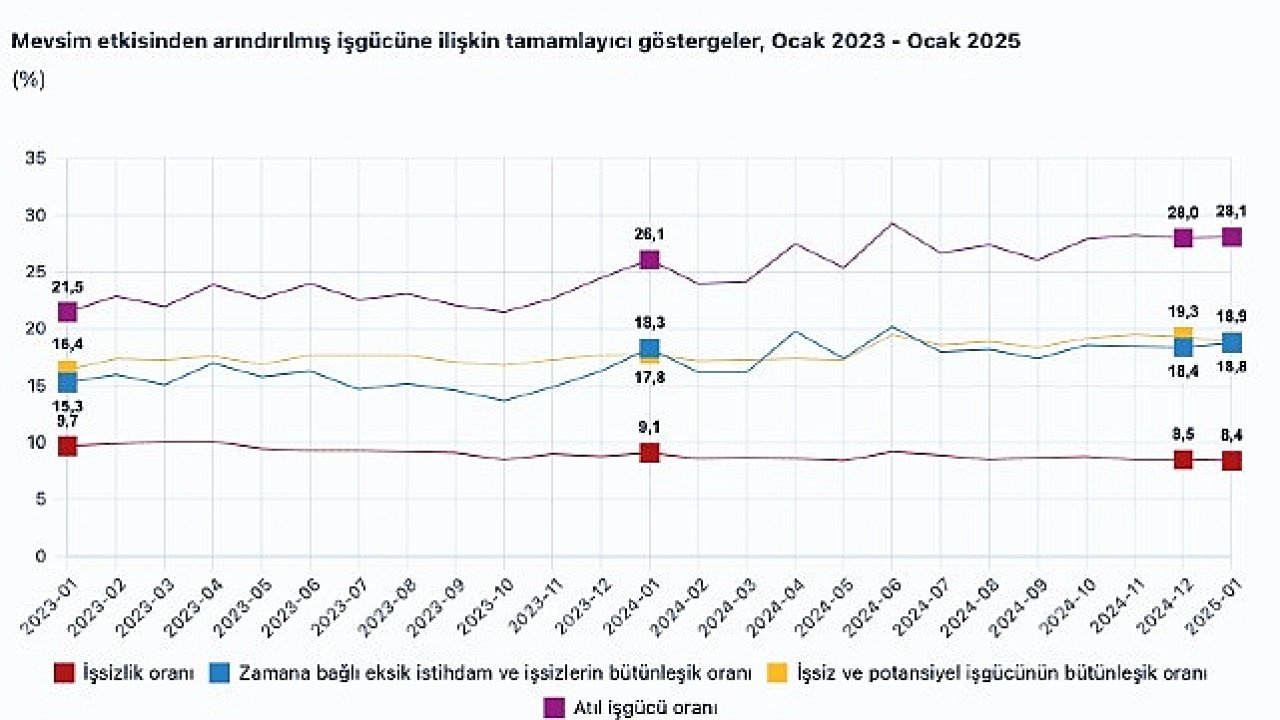 Tüik: Mevsim etkisinden arındırılmış işsizlik oranı %8,4 seviyesinde gerçekleşti