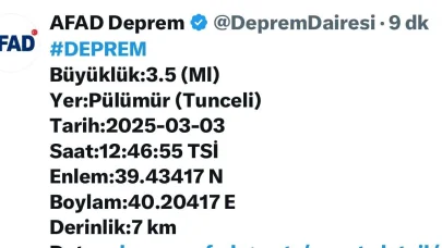 Tunceli’de korkutan deprem