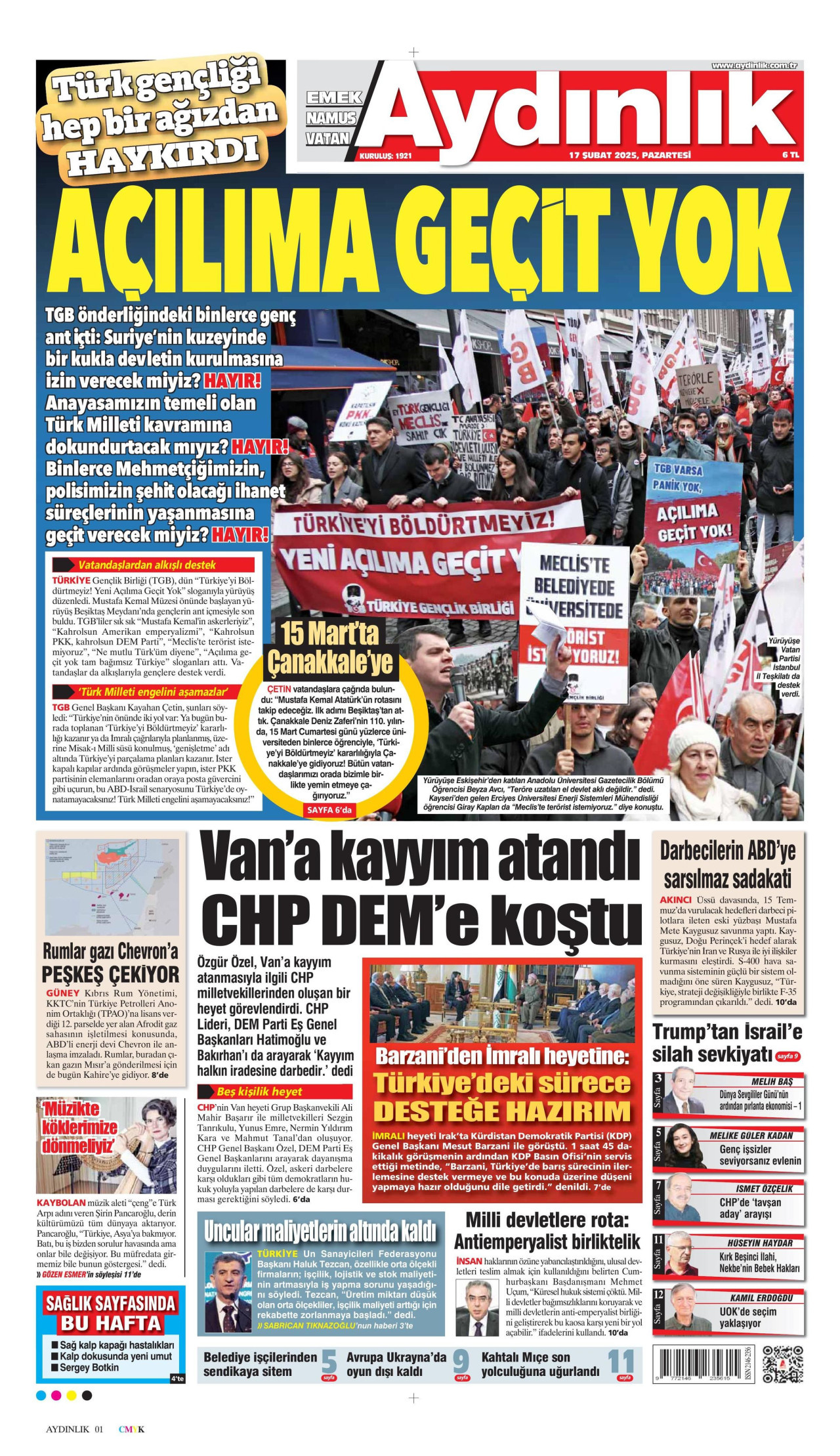 AYDINLIK GAZETESİ Gazete Manşeti