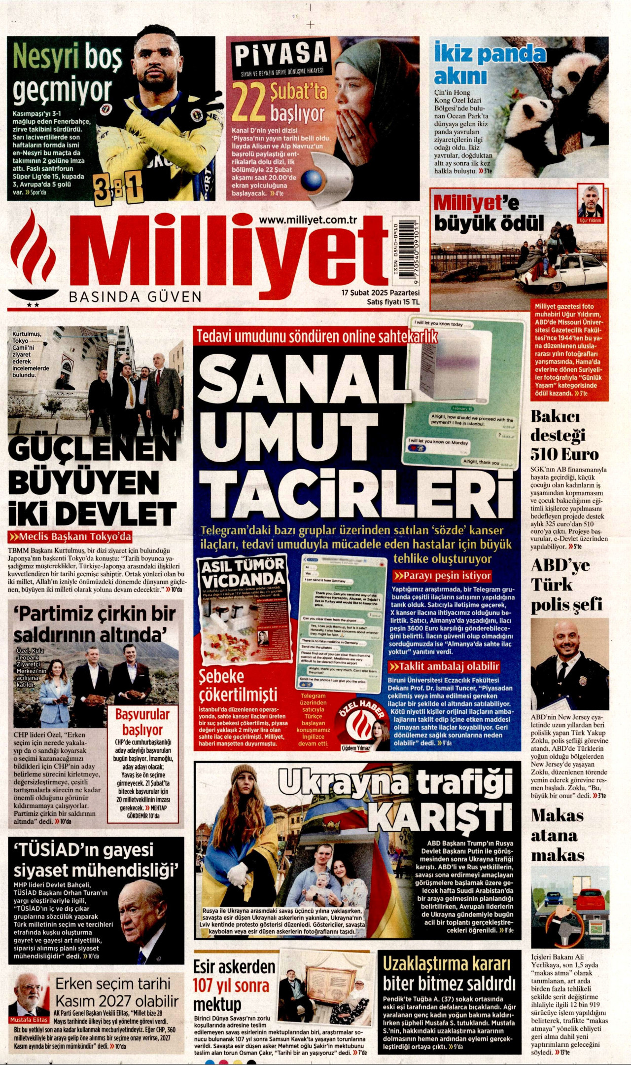 MİLLİYET Gazete Manşeti