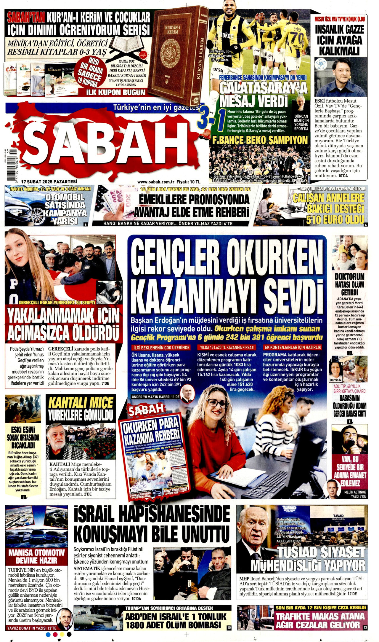 SABAH Gazete Manşeti