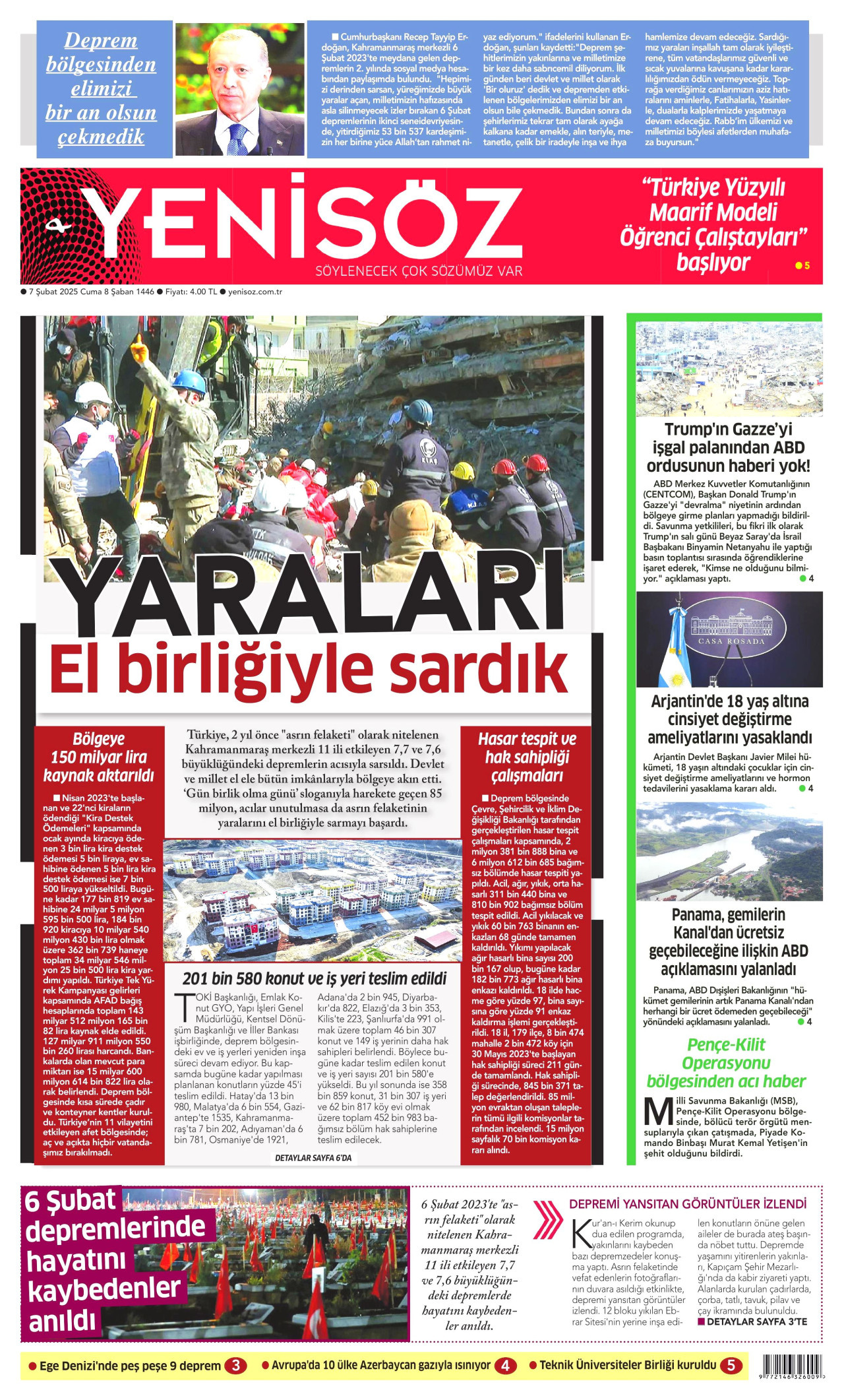 YENİ SÖZ GAZETESİ Gazete Manşeti